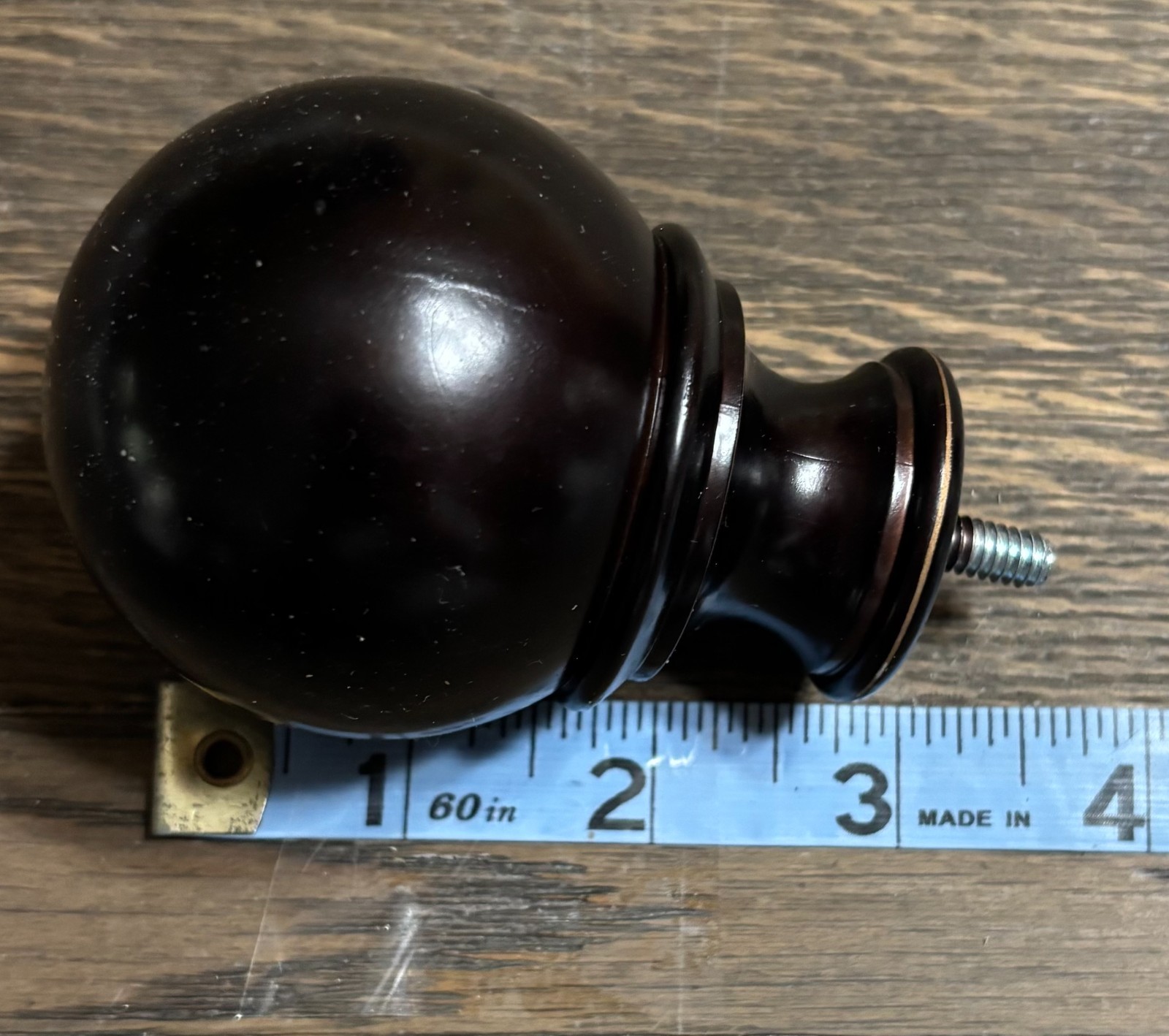 Curtain Rod Finial – Espresso / Dark Brown – Ball Style – 3” – Single