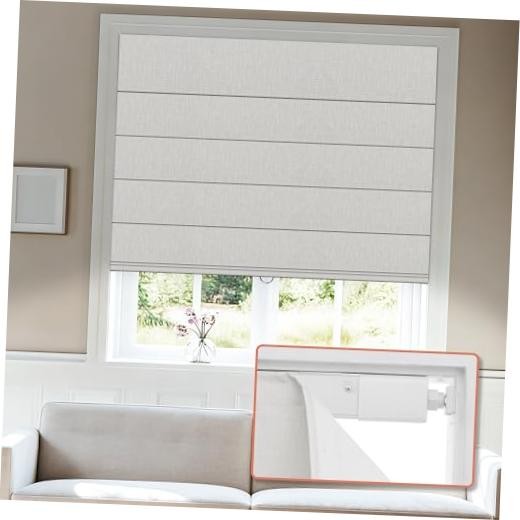 No Tools No Drill Roman Shades, Cordless Blackout Roman 22″w x 64″h White – B