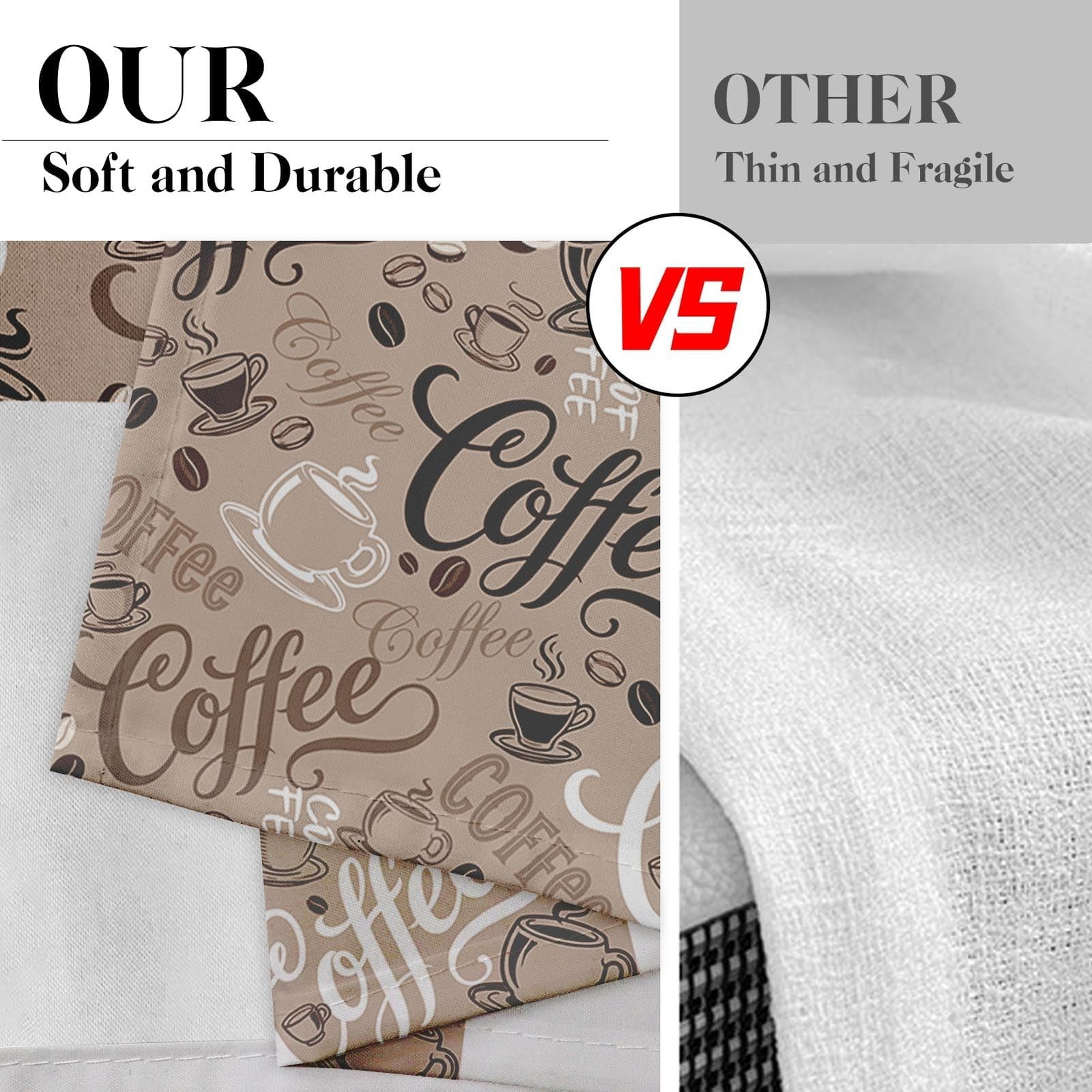 Coffee Kitchen Window Curtains Valance and Tier Set 36 Inch, Brown Farmhouse …