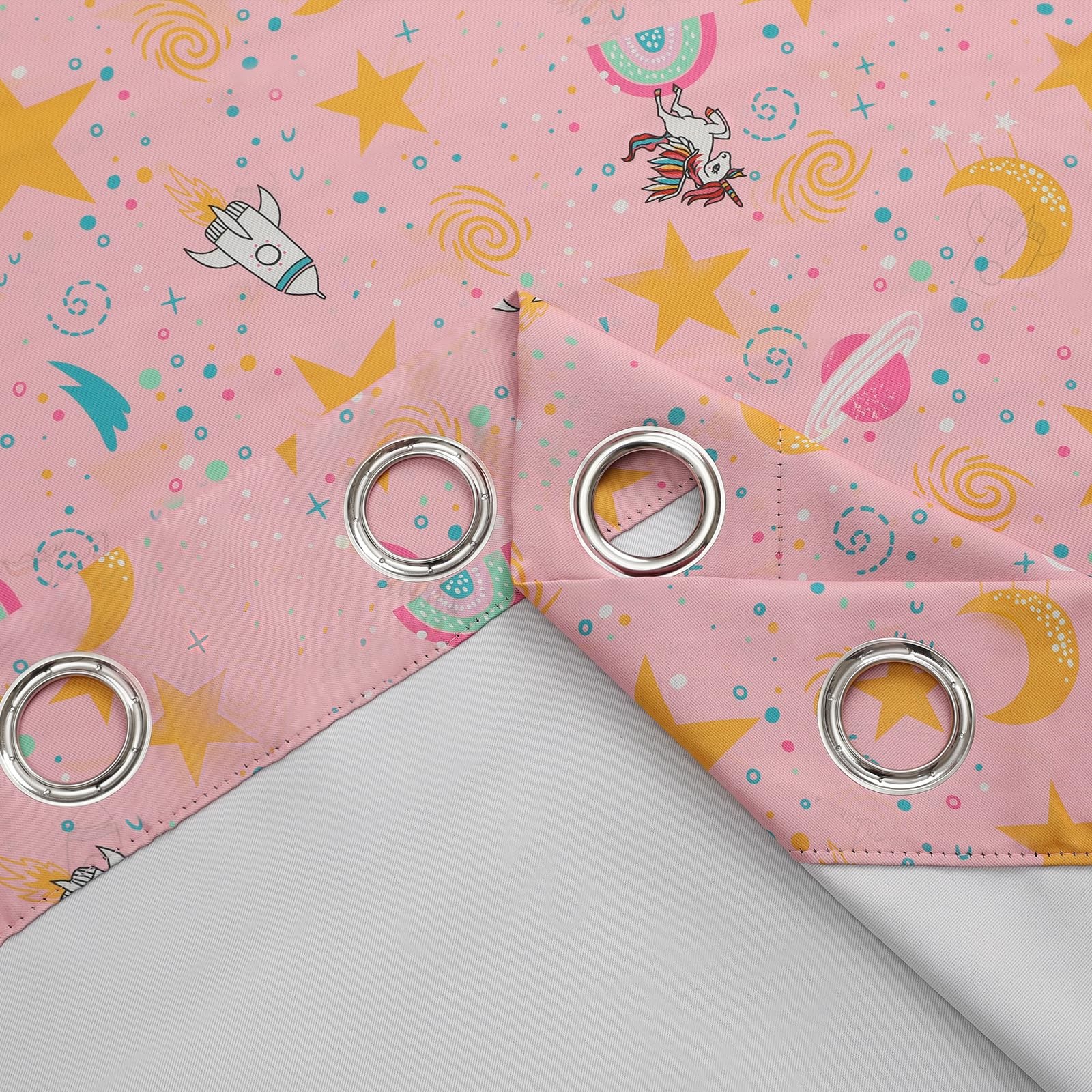Unicorn Princess Theme Pink Blackout Curtains for Girls Bedroom 63 Inches Len…
