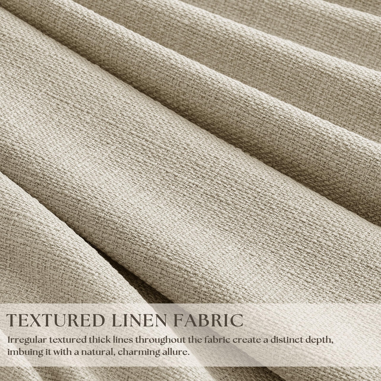 102 Inch Blackout Linen Pleated Curtains for Bedroom Living Room Darkening Pi…
