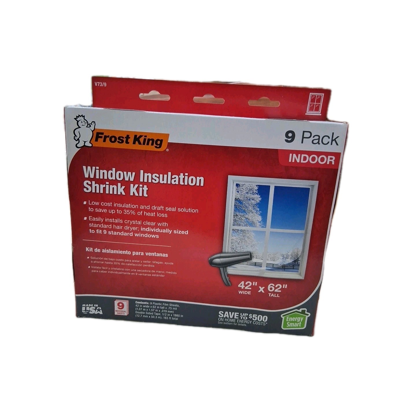 Frost King Window Winterizing Insulation Shrink Kit 42in x 62in 9 Pack