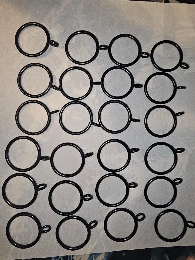 Metal Curtain Rings With Eyelets Drapery Hook Pin Inner 1.25″ Drapery Black