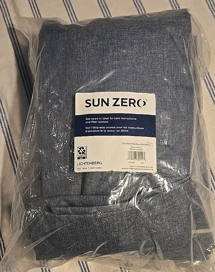 Sun Zero Easton Energy Saving Blackout Grommet Curtain Panels 100″x84″ Navy Blue