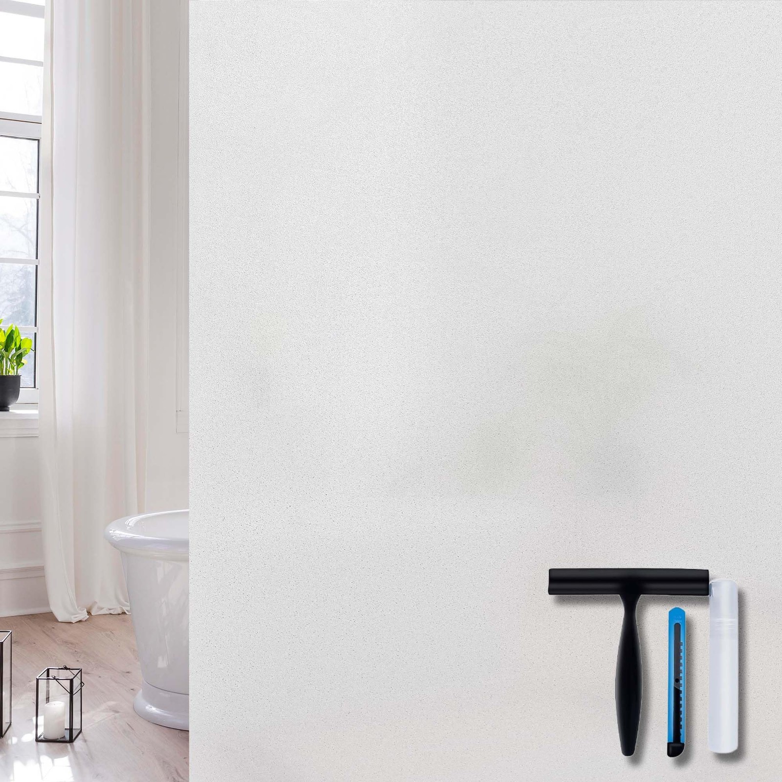 Frosted Glass Window Privacy Film with Installation Tools, Removable Static C…