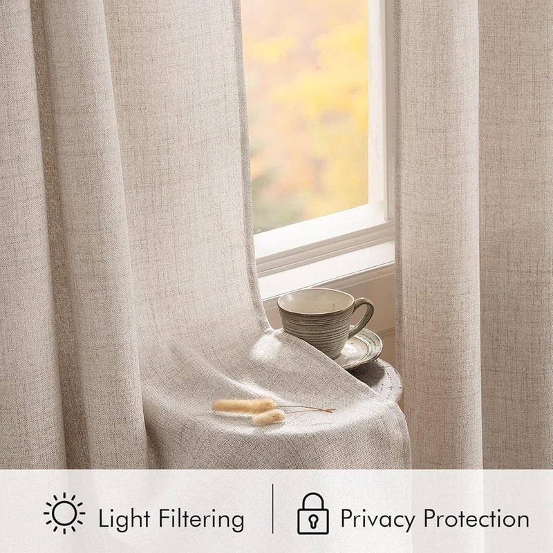 Thick Semi Sheer Curtains Light Filtering Room Divider Privacy Panels 2 Pack New