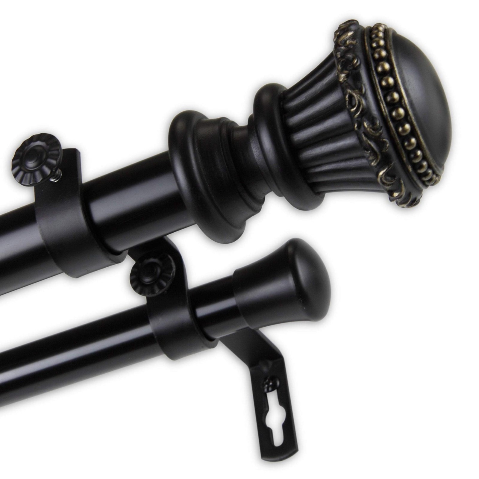 InStyleDesign Trinity 1 inch Diameter Adjustable Double Curtain Rod Satin Nickel