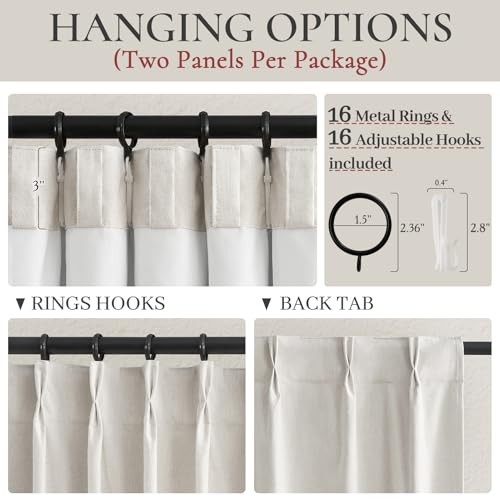 Neutral 10 ft Blackout Curtains 120 Inches 40″W x 120″L (Pack of 2) Birch