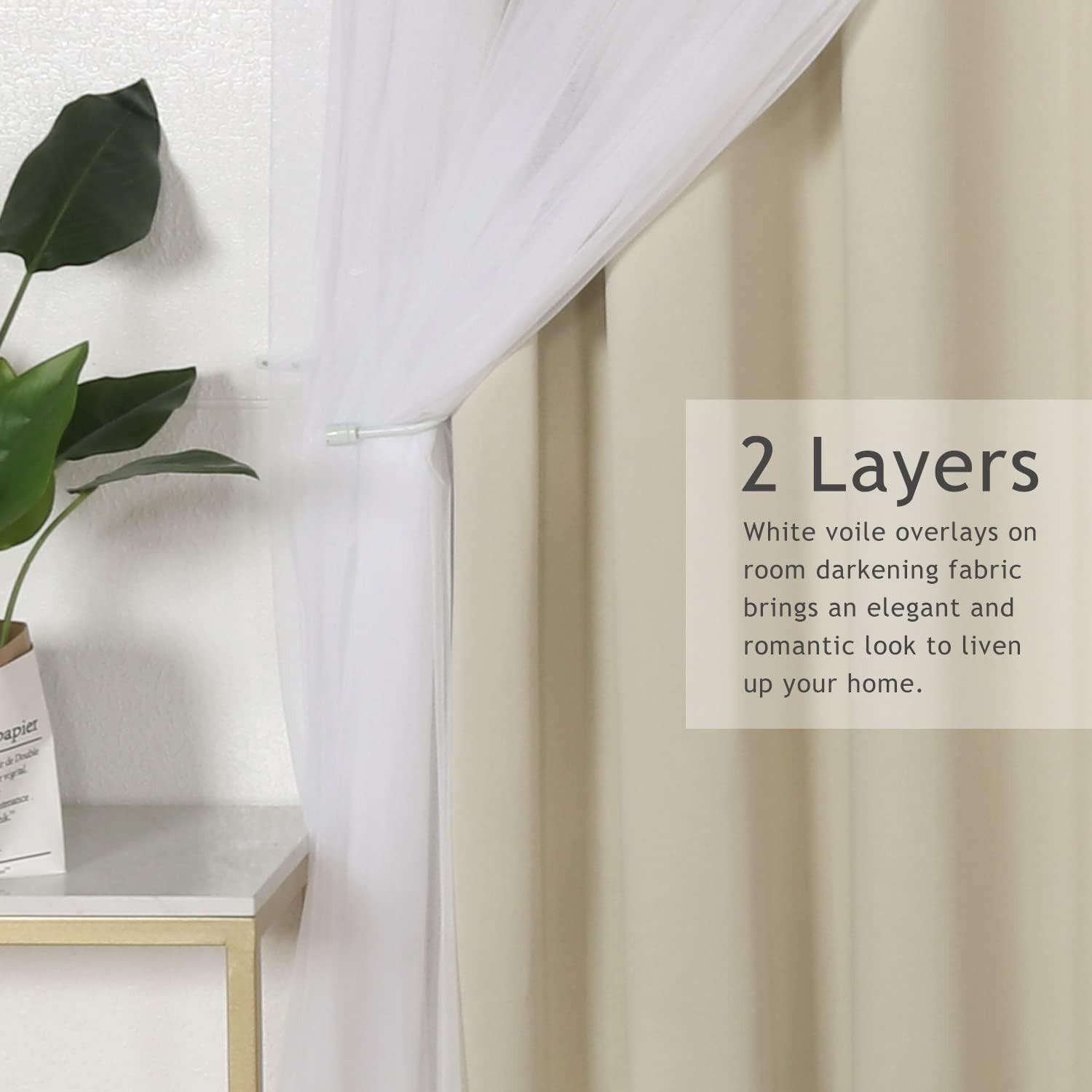 BONZER Mix and Match Blackout Curtains Grommet Double-Layered Curtains with Whit