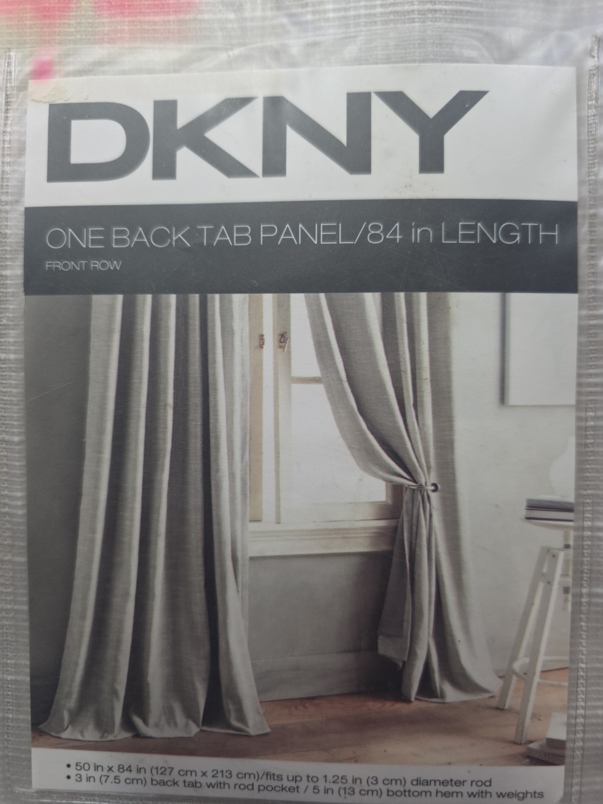 DKNY Home Front Row Curtain Panel 50×84 Linen Back Tab Rod Pocket Drapery NEW