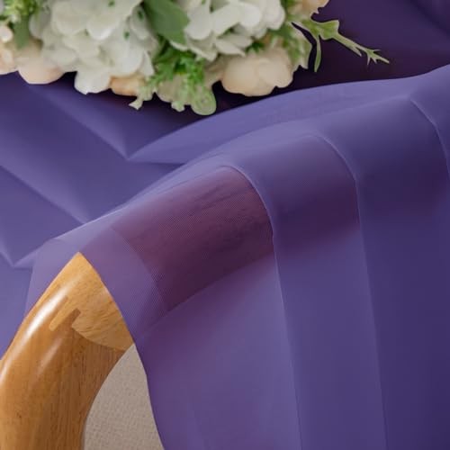 Sheer Curtains 63 Inch Length 2 Panels, Light 42″W x 63″L (Pack of 2) Purple