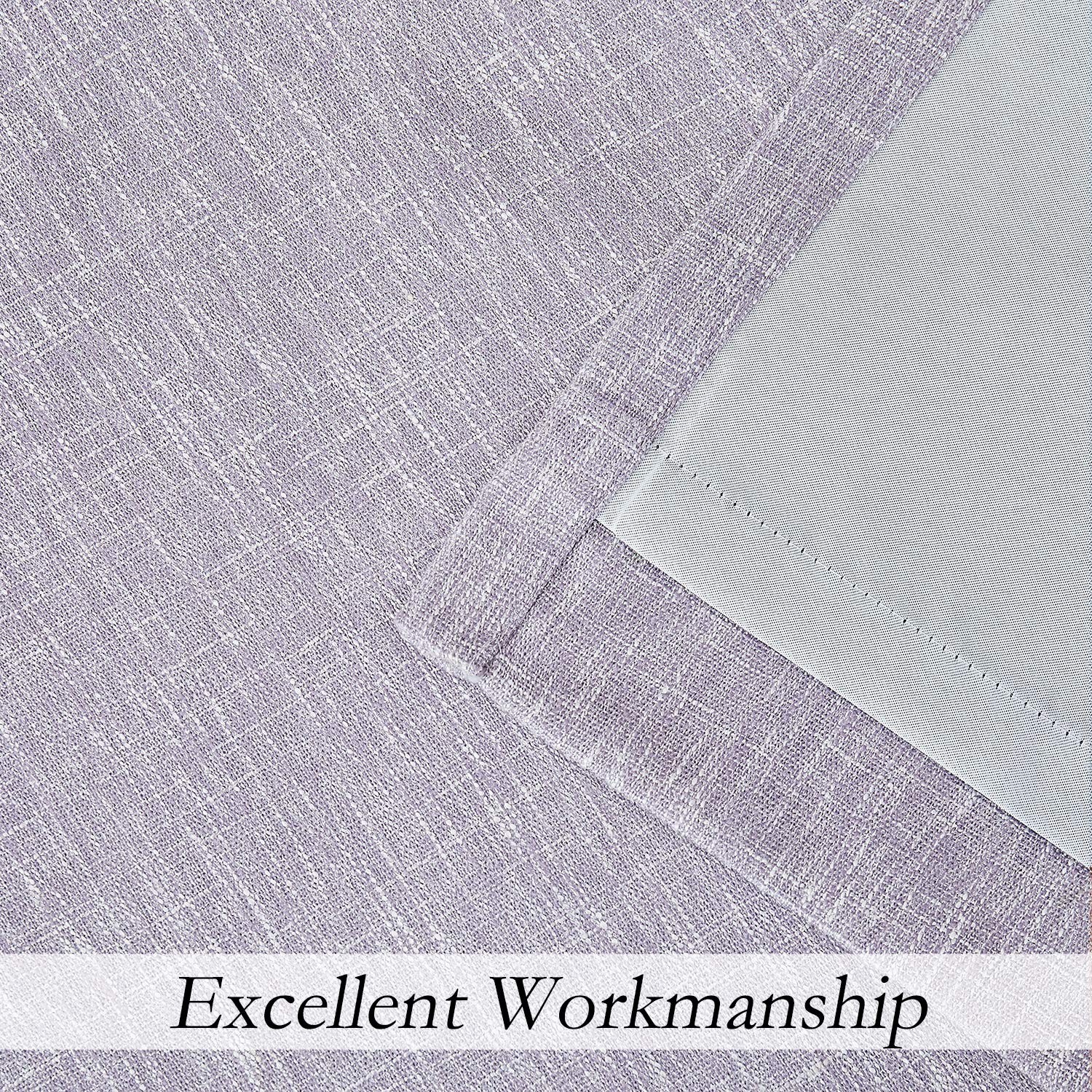 Lavender Solid Full Blackout Curtain Linen Texture Window Treatment for Bedro…