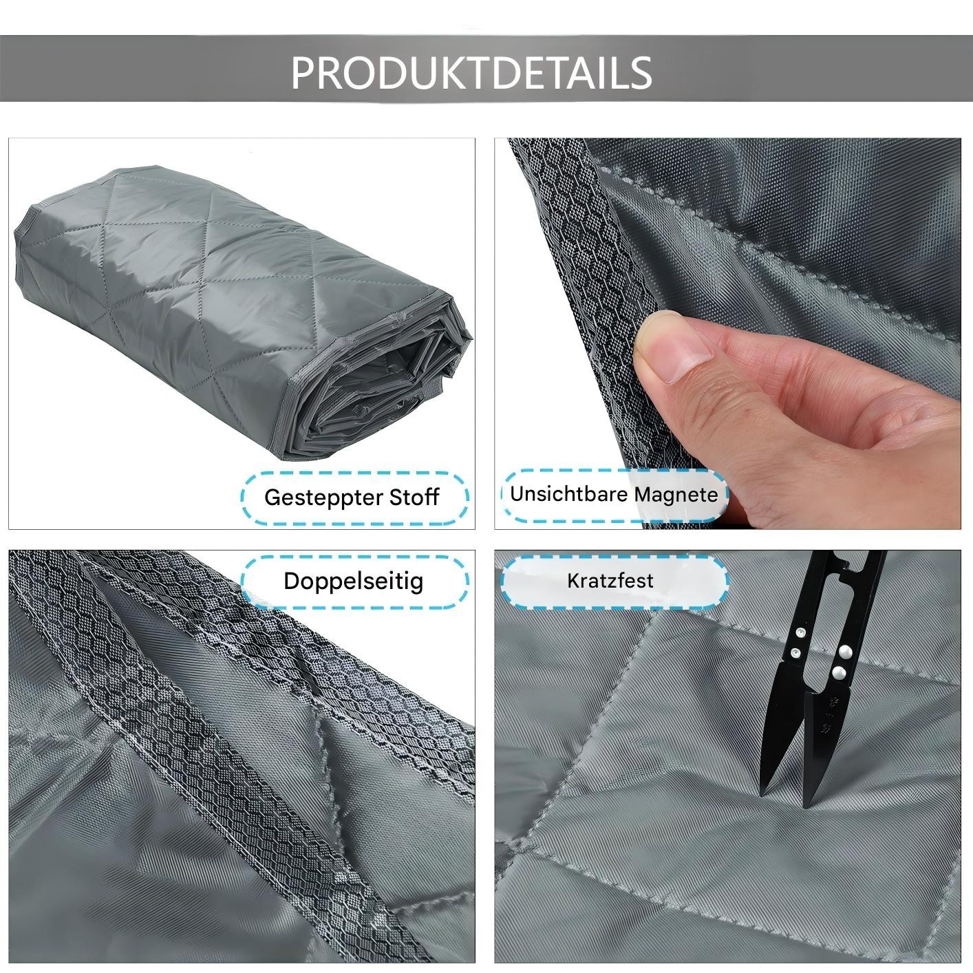 Magnetic quilted thermal door curtain · Heat protection for winter and summer