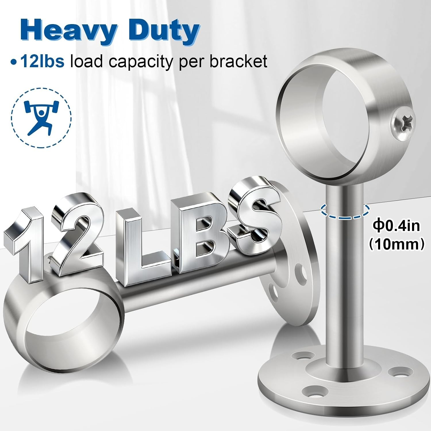 Ceiling Curtain Rod Holder, 1 1/4Inch Heavy Duty Curtain Rods Bracket for Wal…