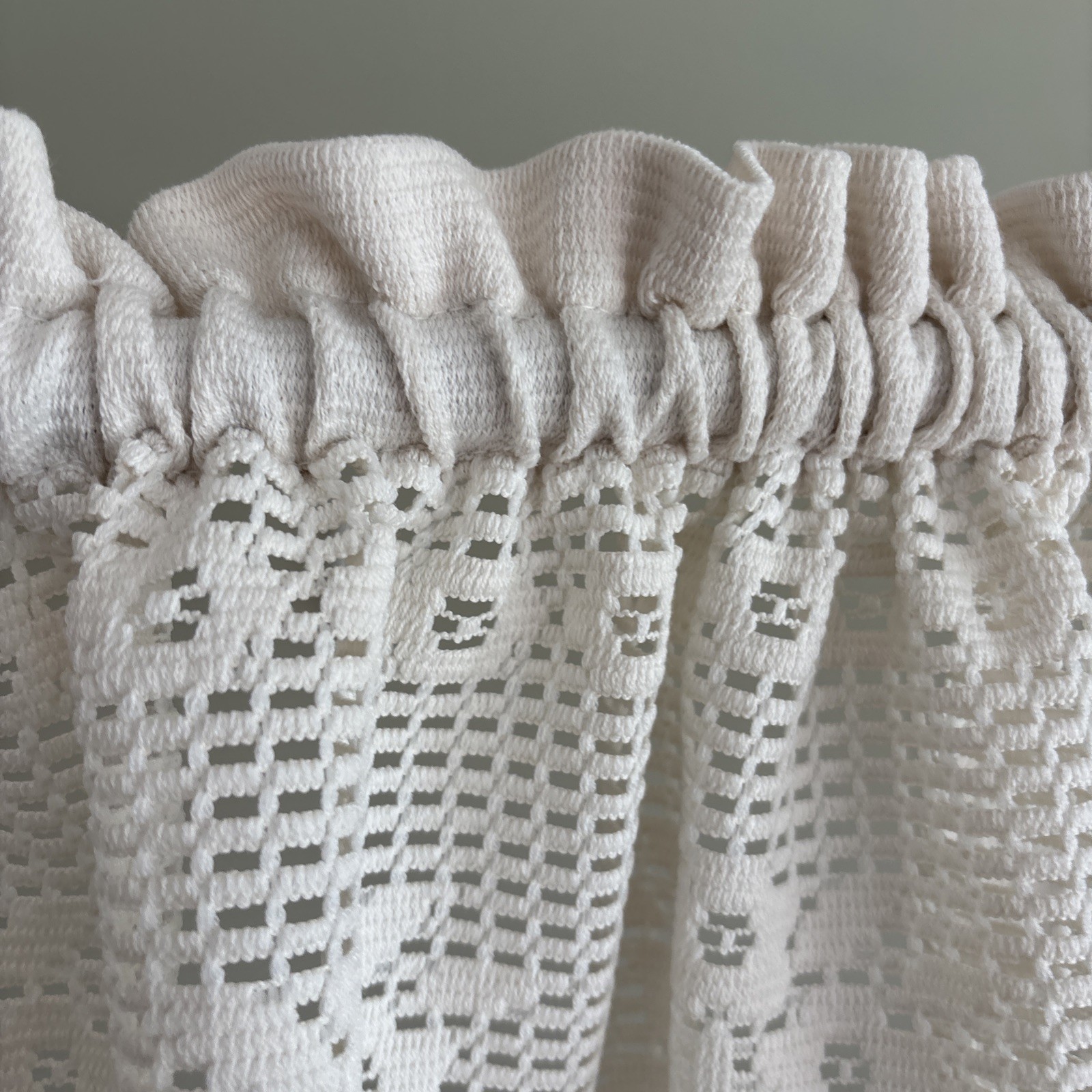 Lot 4 JCPenney Lace Window Valance Cream Floral Crocheted Rod Pocket 11×69″ VTG
