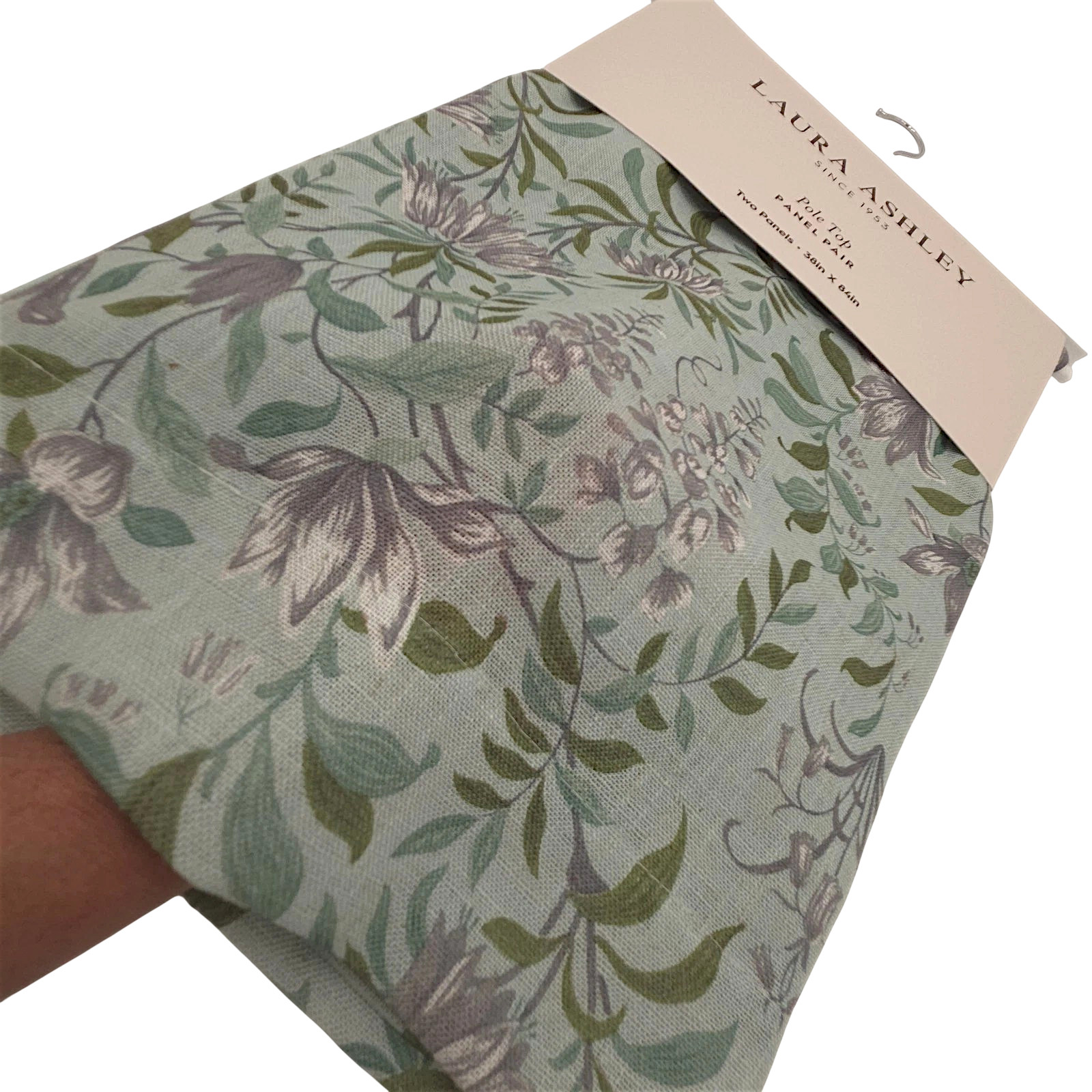Laura Ashley Set 4 Mint Green Floral Fern Curtains 38×84 Cottage Botanical