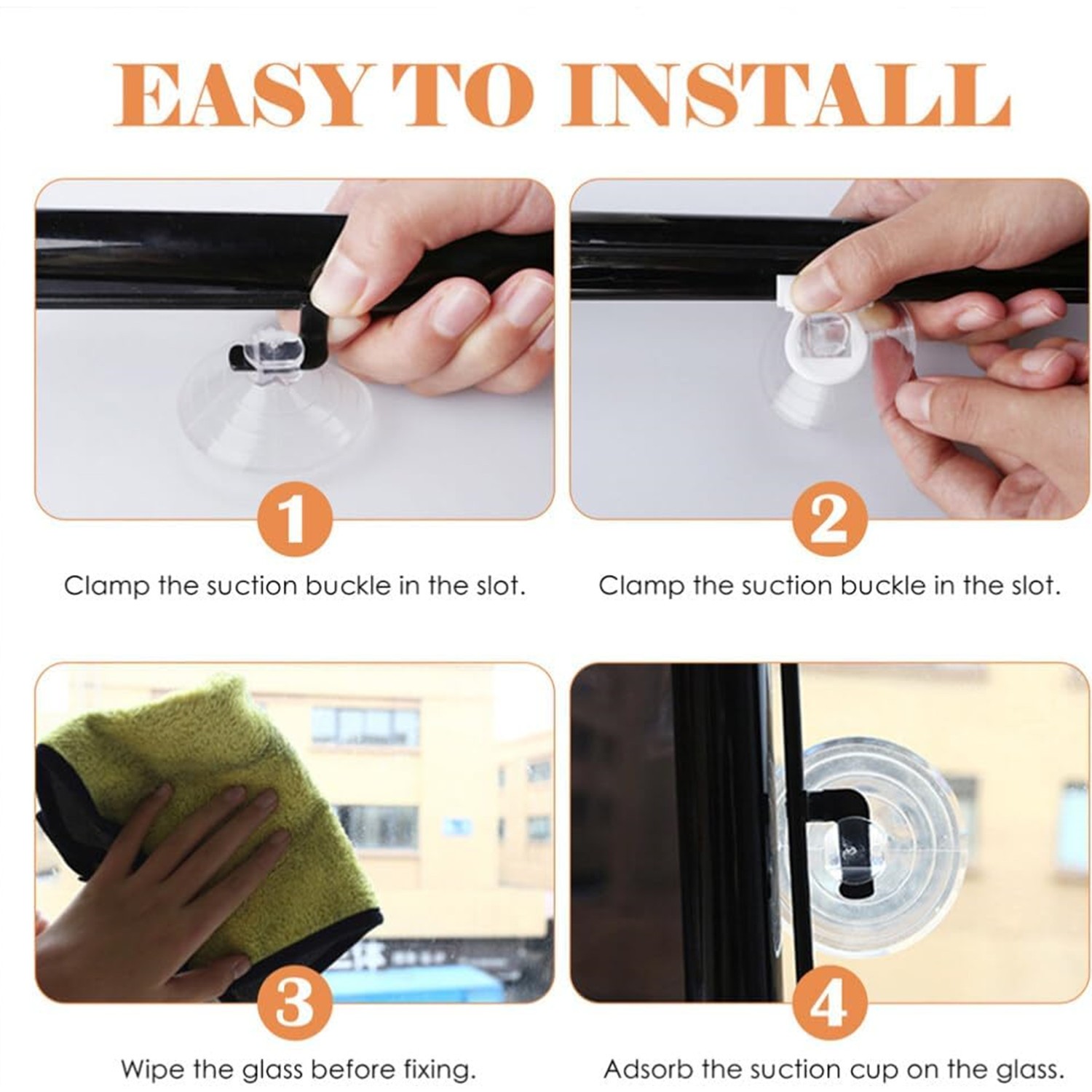 Window Shade with Suction Cup Sun Curtain for Kitchen Retractable Privacy Screen