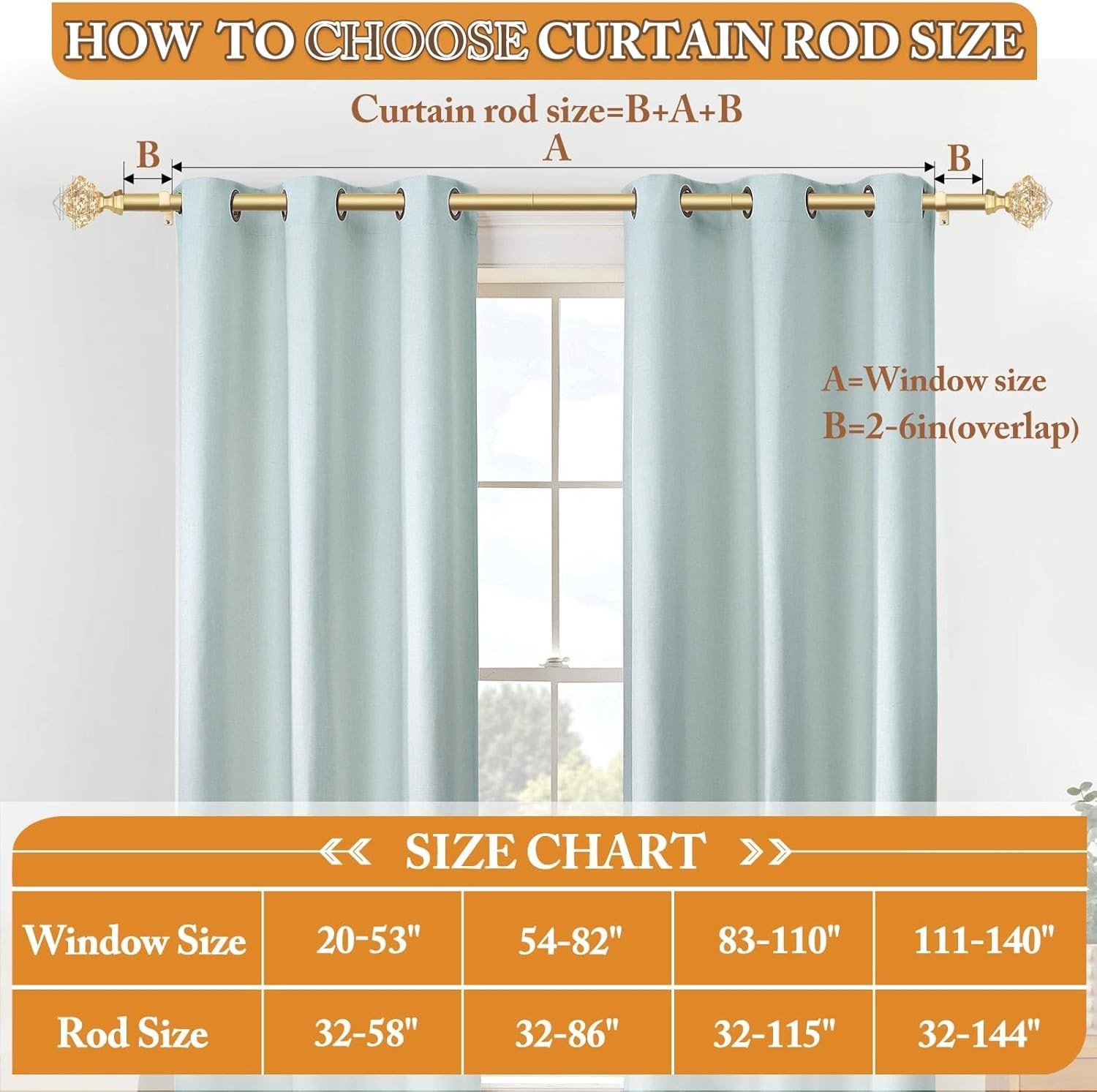 Curtain Rod 32 to 58 Inch2.6 to 4.8 ft, Splicing Adjustable 3/4 Single Rods f…
