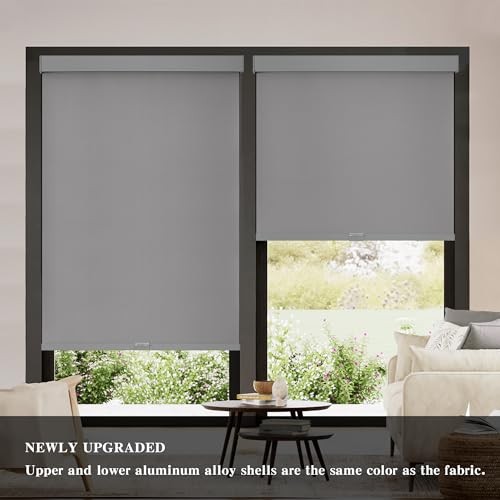 Blackout Roller Shades Cordless Blinds for Windows, Free-Stop 20″W x 72″H Grey