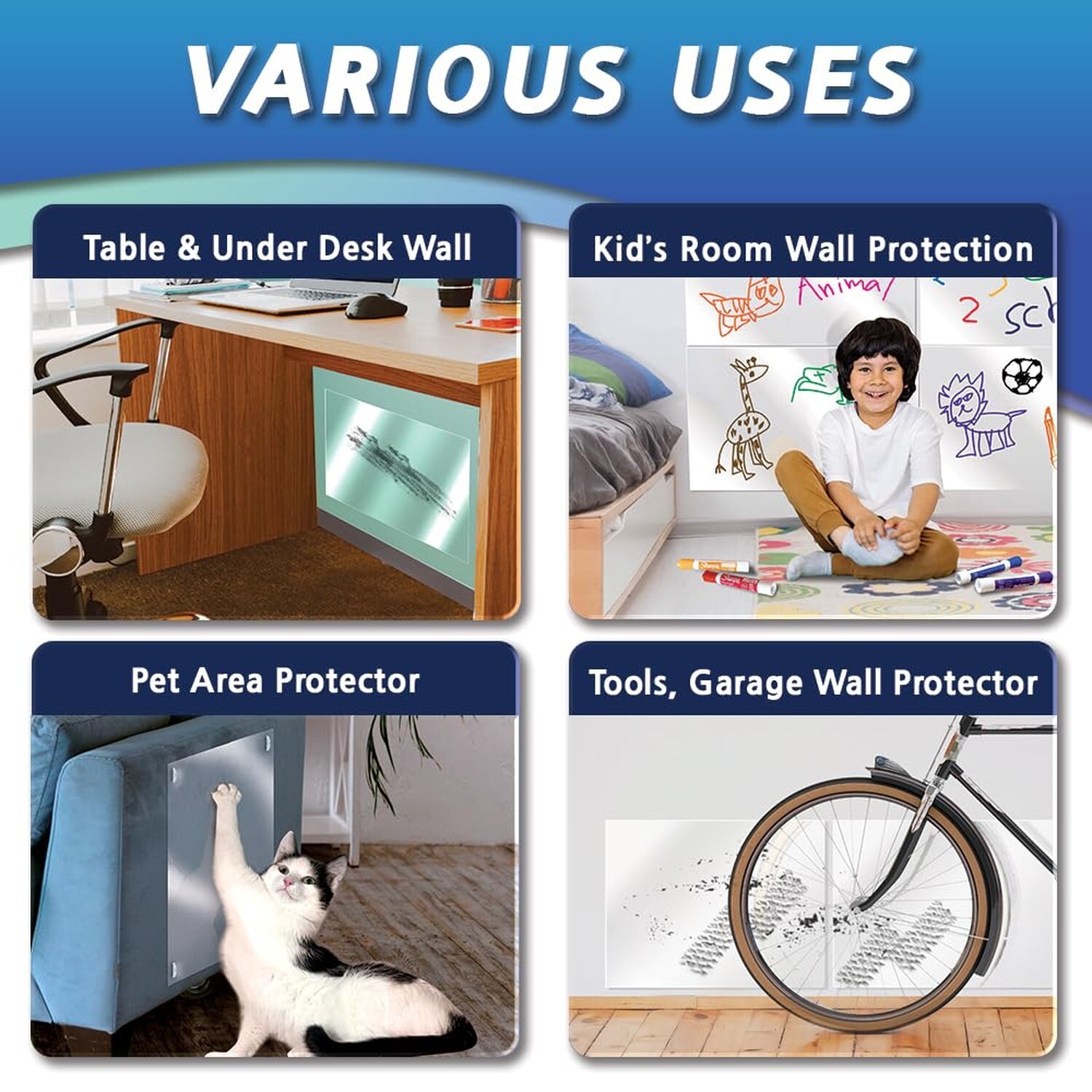 HA SHI Wall Protector Sheets Roll 12Inch x 16.4FT, Clear Wall Protector Film …