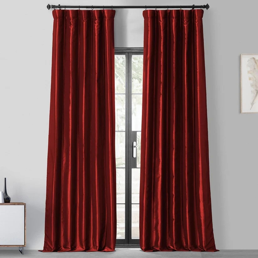 Faux Silk Taffeta Syrah color 50W by 108L Drapery Panels Blackout Lined