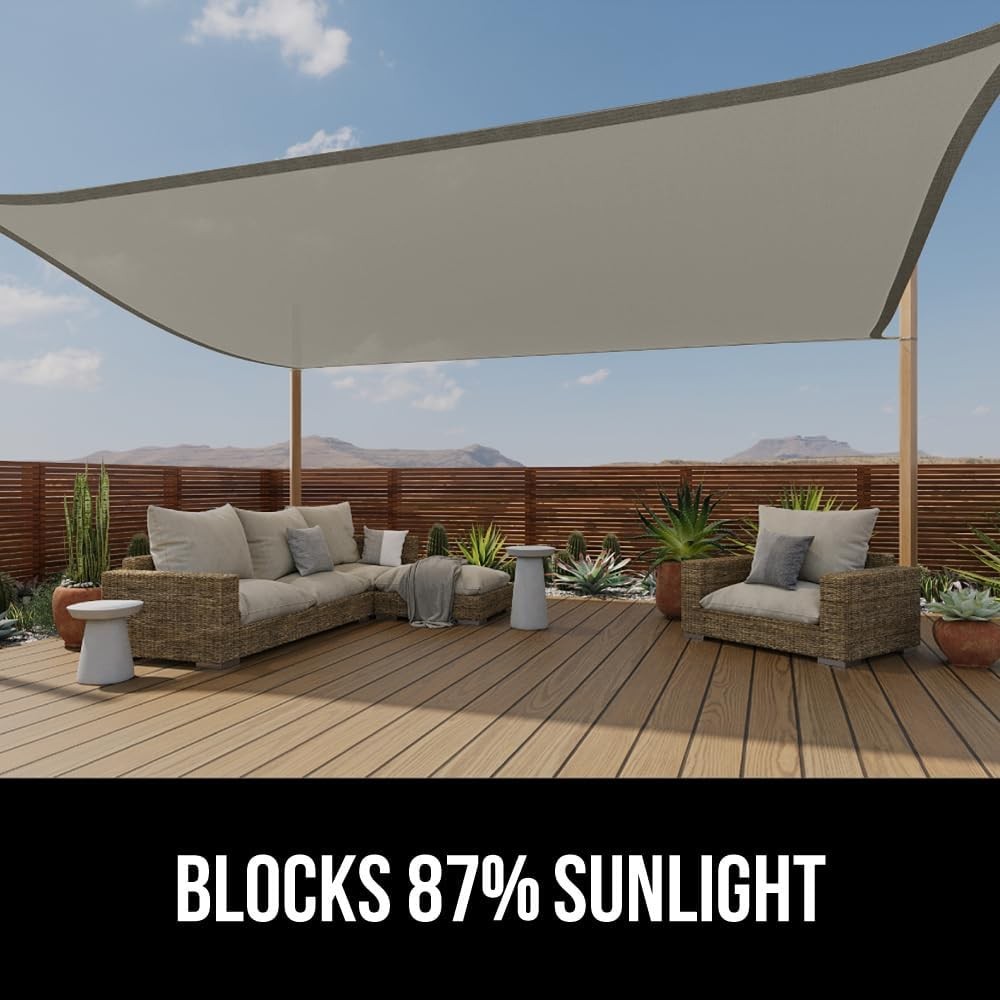 GORILLA GRIP Heavy Duty Sun Shade, UV Protection Fade 12′ x 16′, Graphite