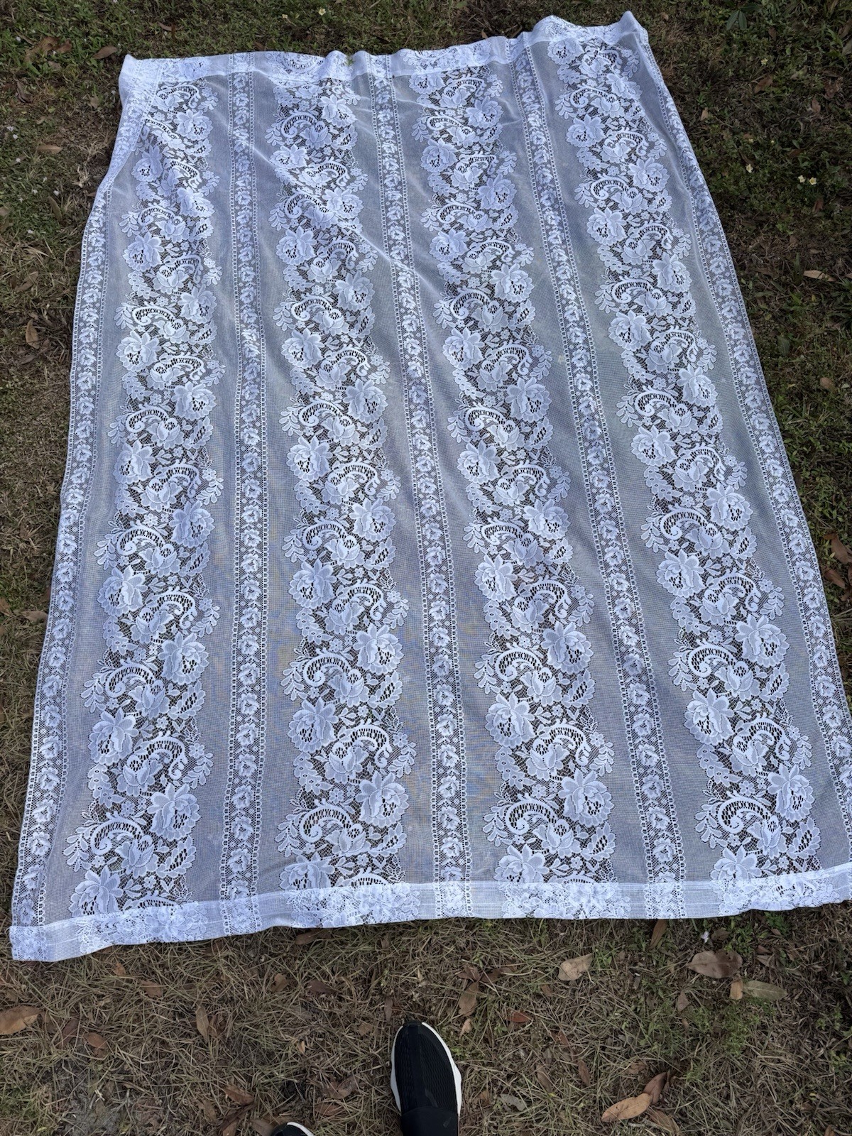 Curtain Lace Panel White Floral Polyester 1″ Pocket Rod 60″ Wide x 82″ Length