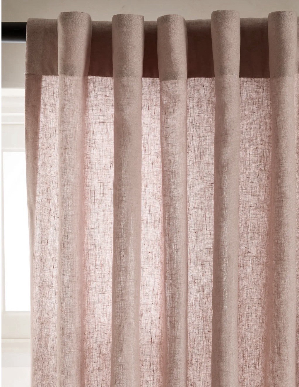 NWOT Quince Linen Curtain Panel Set 2 Rose Quartz Light Filtering 96″ x 108″