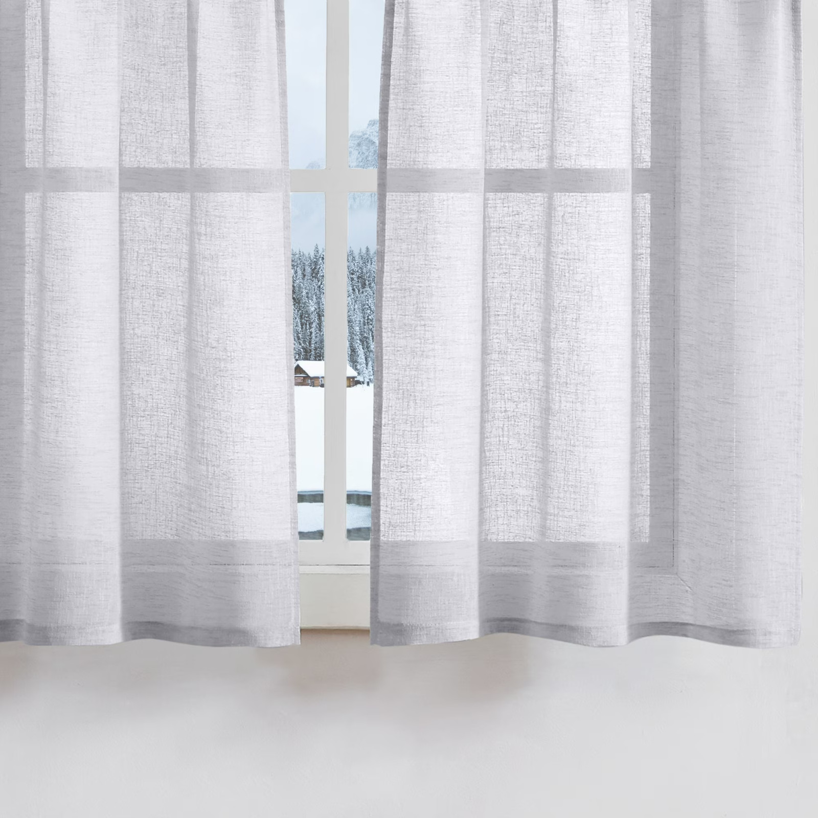 Fragrantex Gray Semi Sheer Curtains Gray 54 Inch Length – NEW