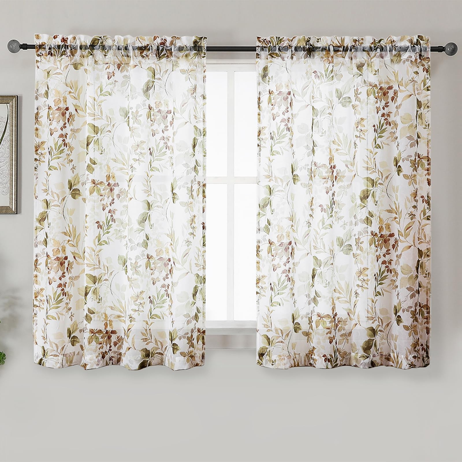 Crushed Kitchen Window Curtains 45 Inches 2 Panels Farmhouse Filtering Texture