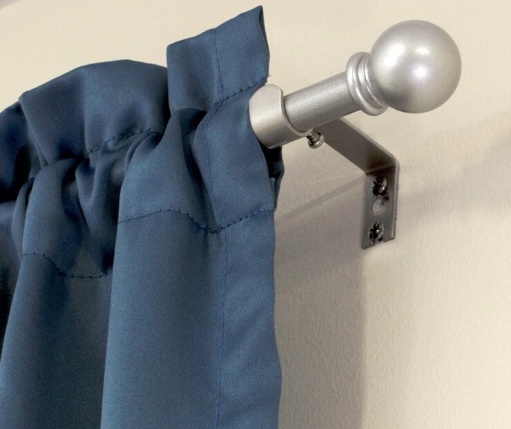 2- Mainstays Adjustable 48”-84” Nickel Ball Curtain Rod Nickel 5/8” New