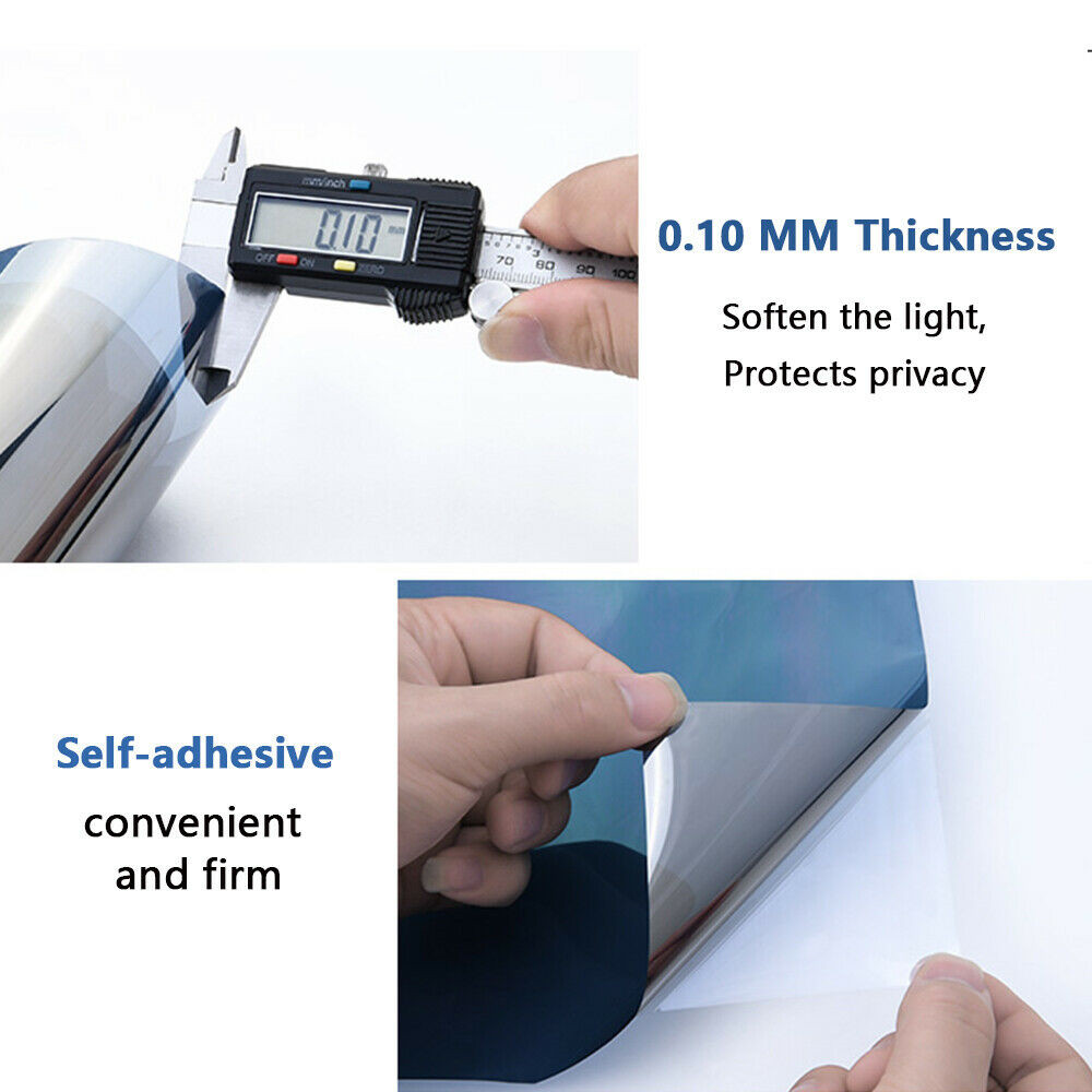 23.6″One Way Mirror Privacy Window Film Static Cling PVC Heat UV Reflective Tint