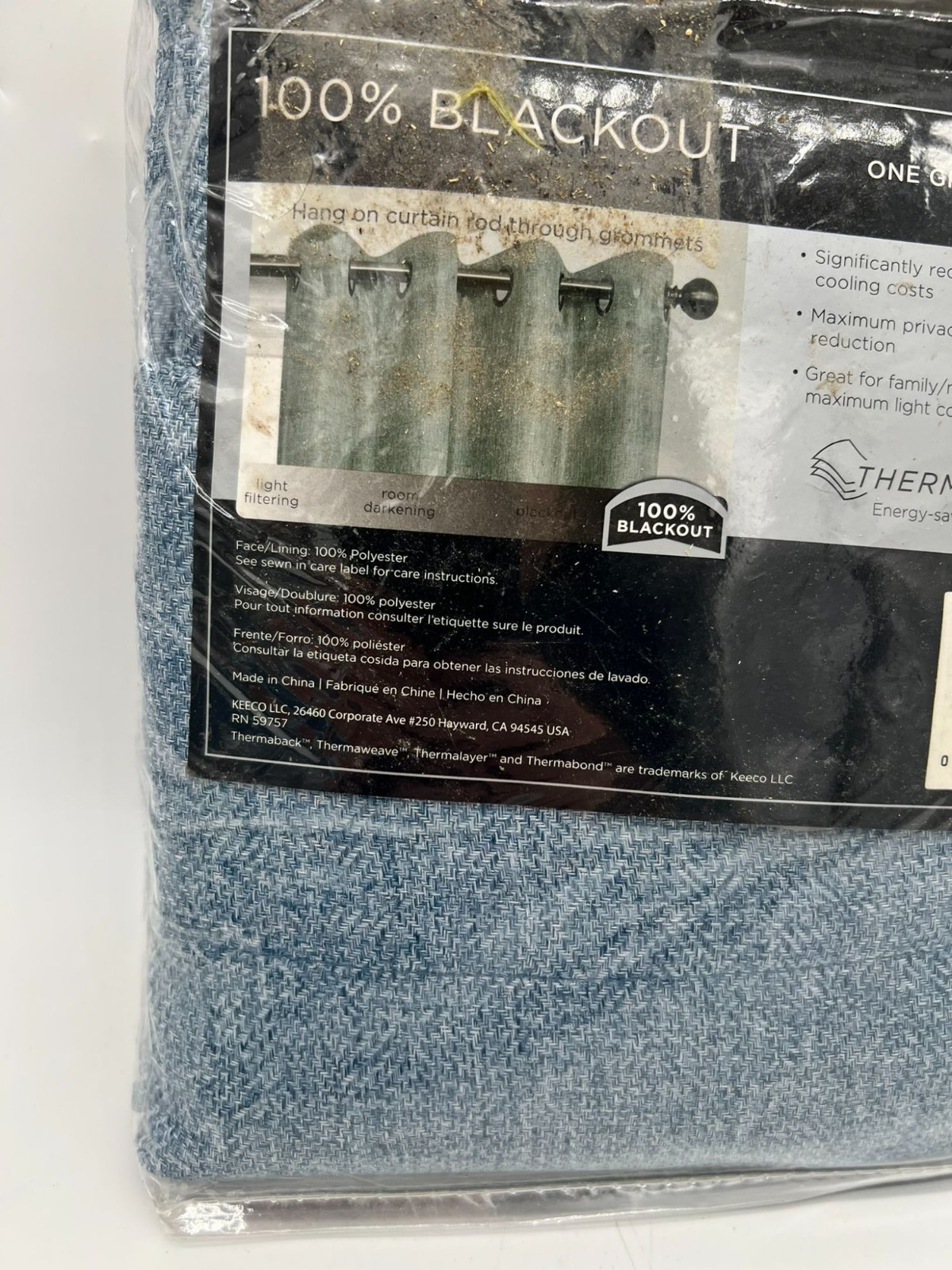 Eclipse Absolute Zero Blackout Grommet Curtain Panels Denim Blue 50×84 Set of 2