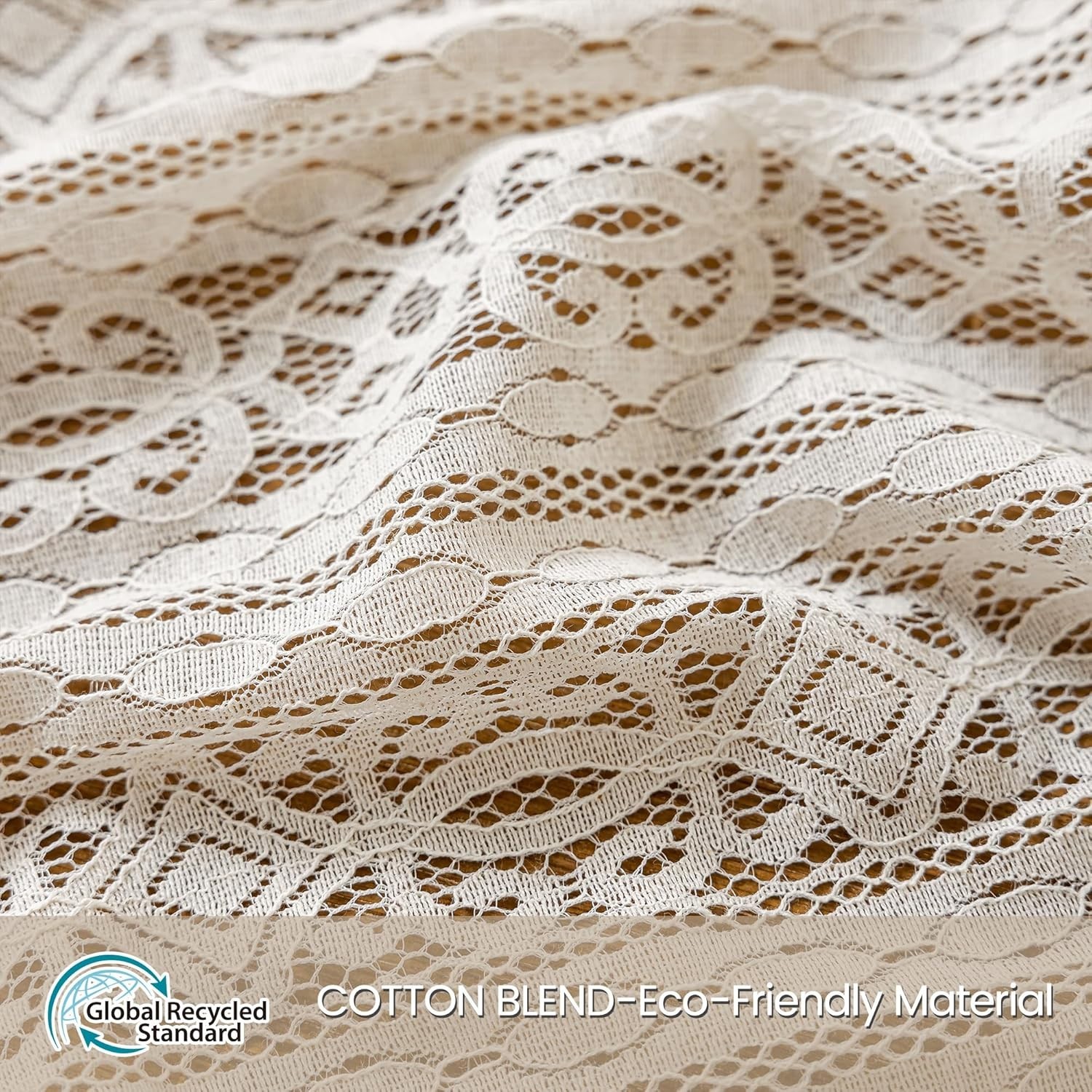 Luxurious 63-Inch Boho Lace Curtains with Tassels – Set of 2 for Elegant Living