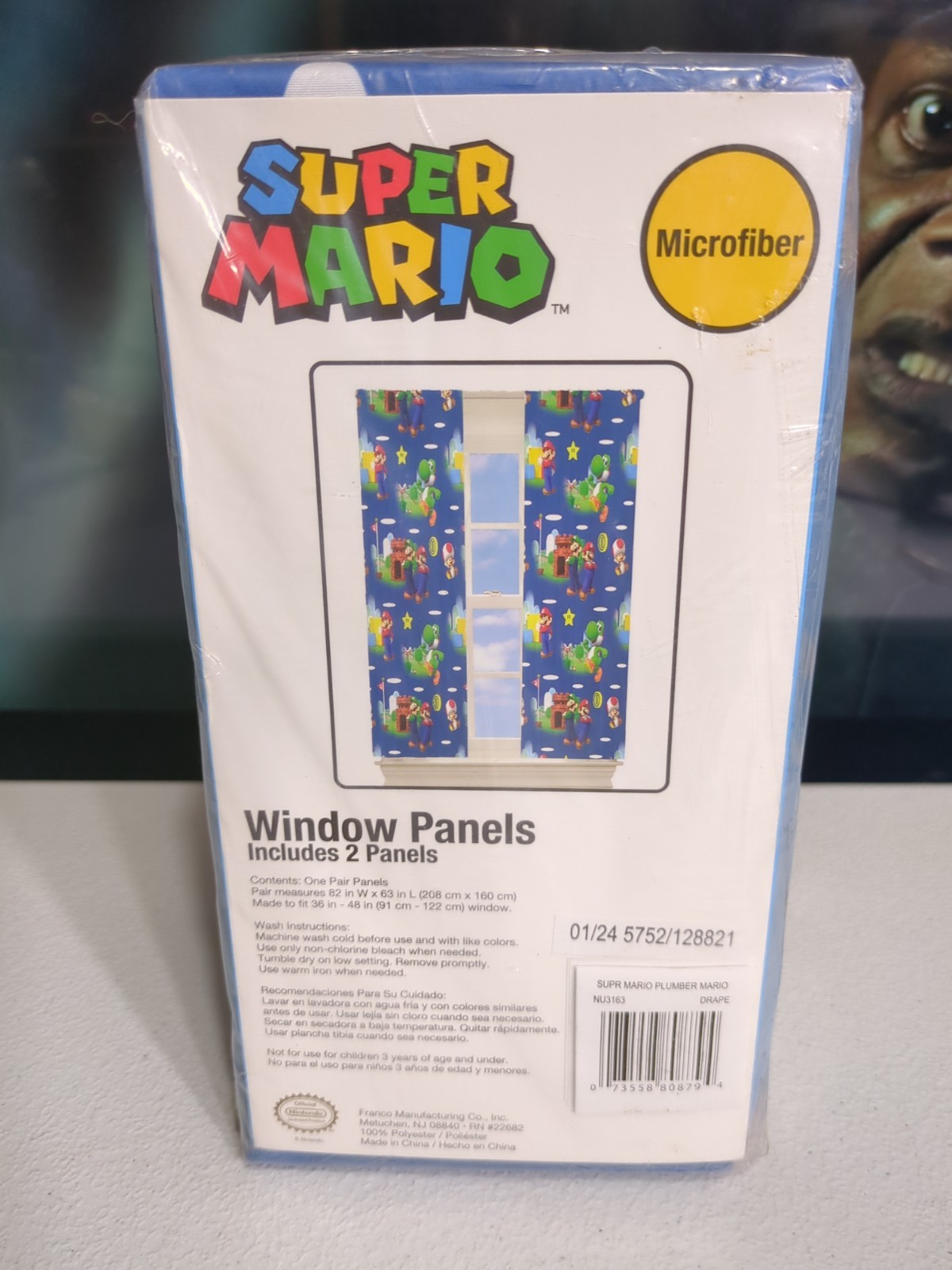 Franco Super Mario Kids Window Panel Drape Set 82” x 63” Nintendo