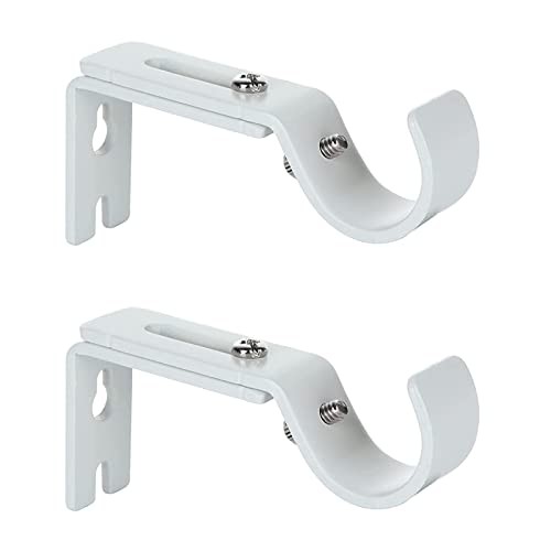 PCS Adjustable Curtain Rod Brackets, Fits 7/8 inch or 1 inch Rods, 2 White