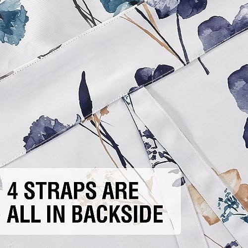 Double Sided Floral Pattern 42″W x 63″L (Pack of 1) Reversible in Blue/Navy