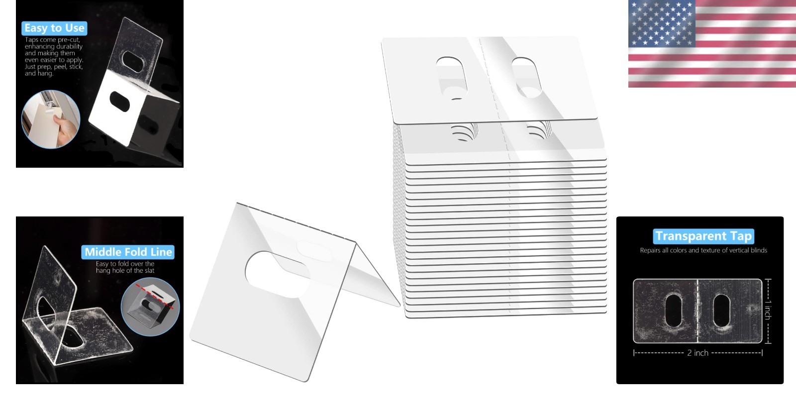 Eco-Friendly Vertical Blind Repair Tabs – Instant Fix for Damaged Slats, 25 Sets