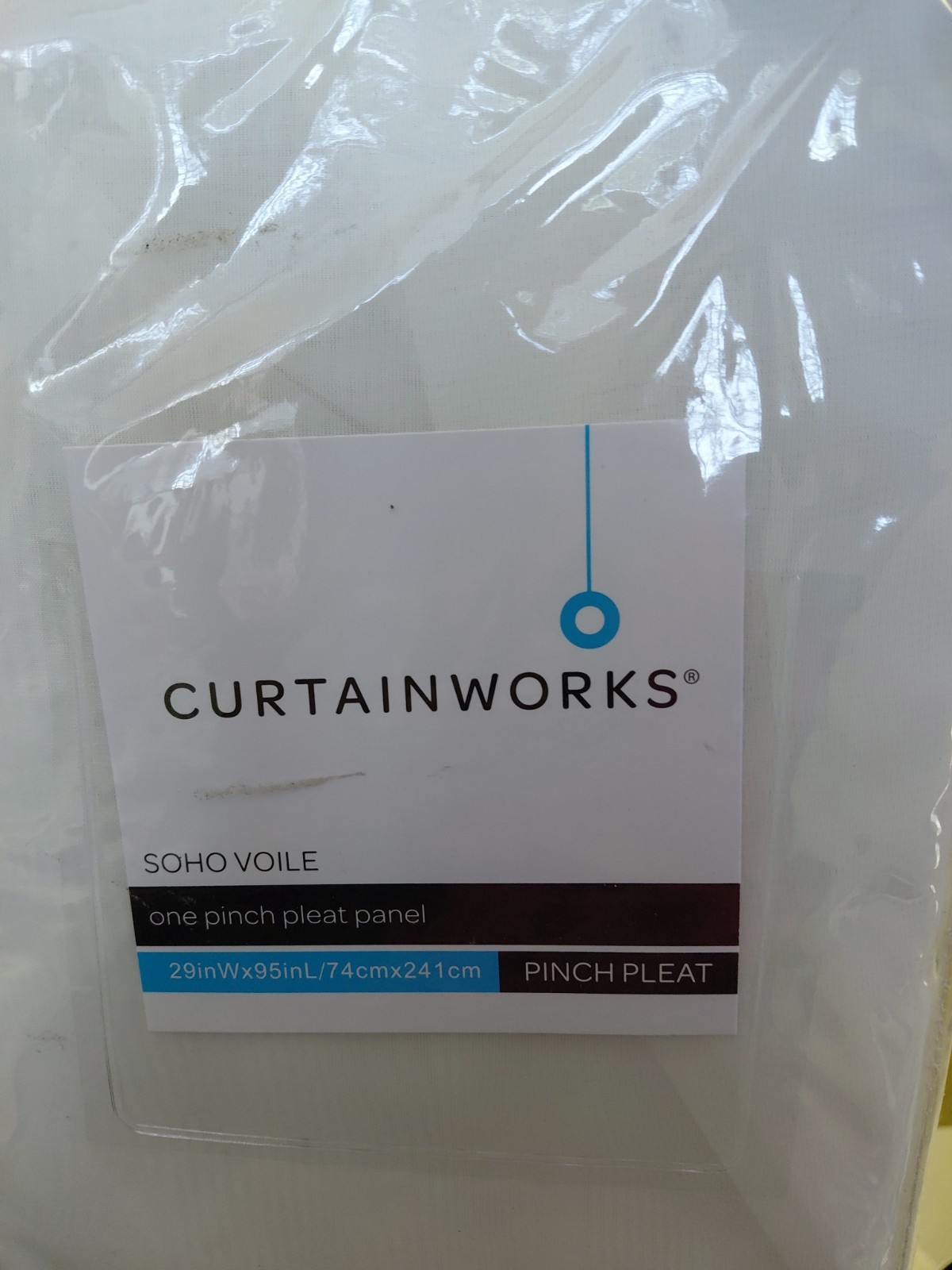 Curtainworks Soho Voile One Pinch Pleat Panel Curtain 29in W x 95in L Ivory