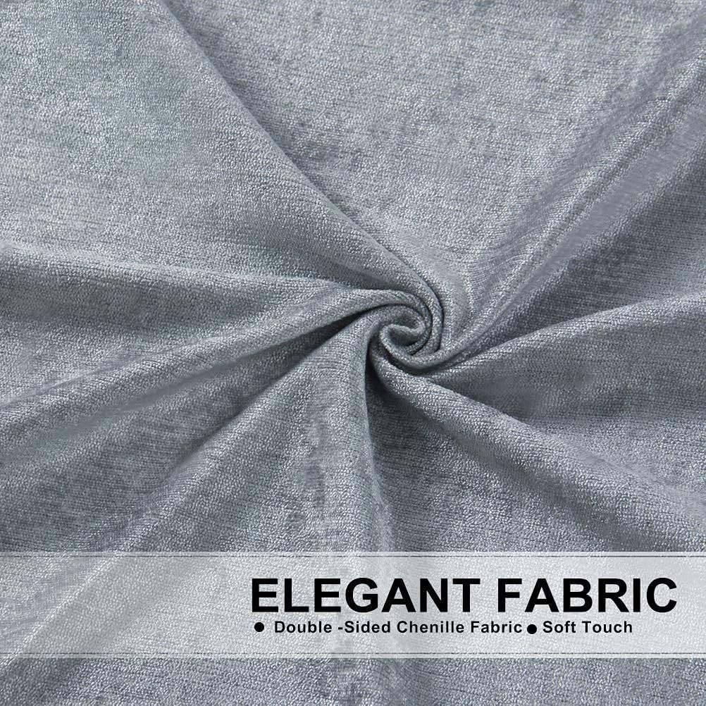 Silver Grey Chenille Waterfall Valance Curtain for Living Room & Bedroom