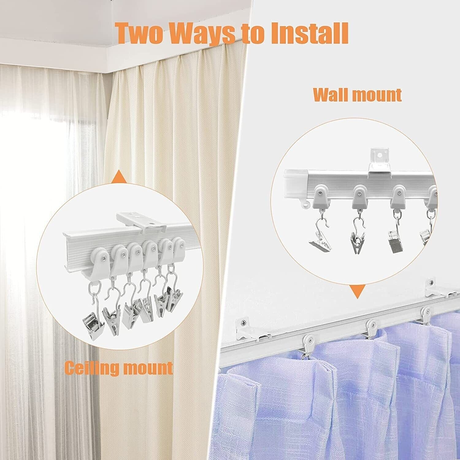 Ceiling Curtain Track Window Rod Rail System Flexible Curve Divider Rv Privacy
