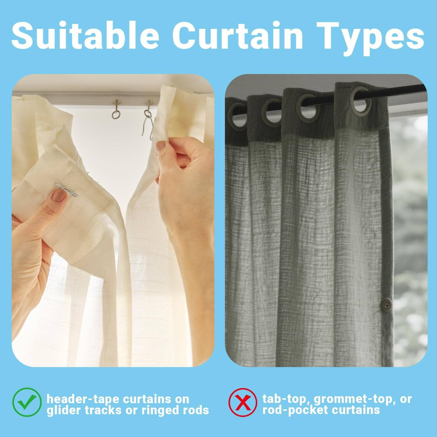1.2 Inches Curtain Hooks, 58Pcs Metal Drapery Pin and Hook for Door Window Show