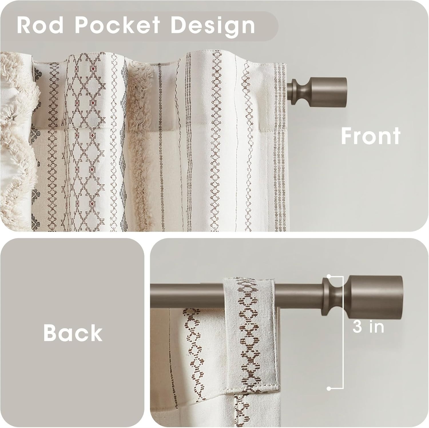 INK+IVY Imani Cotton SINGLE PANEL Curtain Drape Tufted Chenille Stripe Geometric