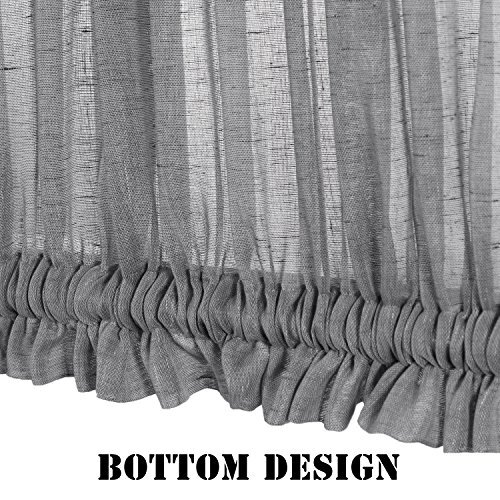 Front Door Curtain Soft Linen Weave Pattern Door Shade for 52″W x 72″L Grey