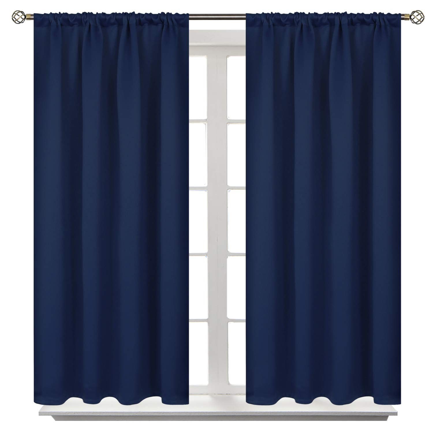 BGment Blackout Curtains for Bedroom 45 42″W x 45″L (Pack of 2), Navy Blue