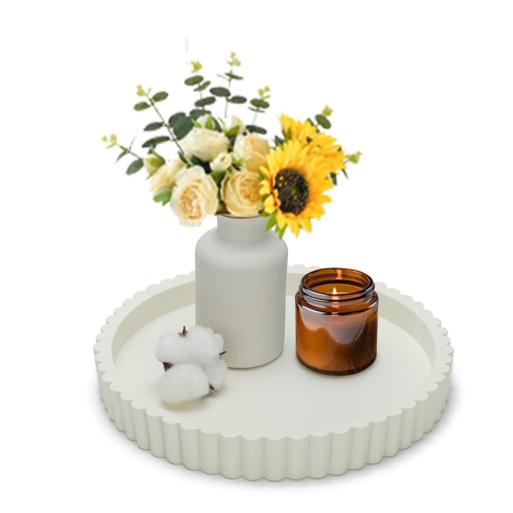 Round Decorative Tray for Coffee Table Living Room Modern Minimalist Center