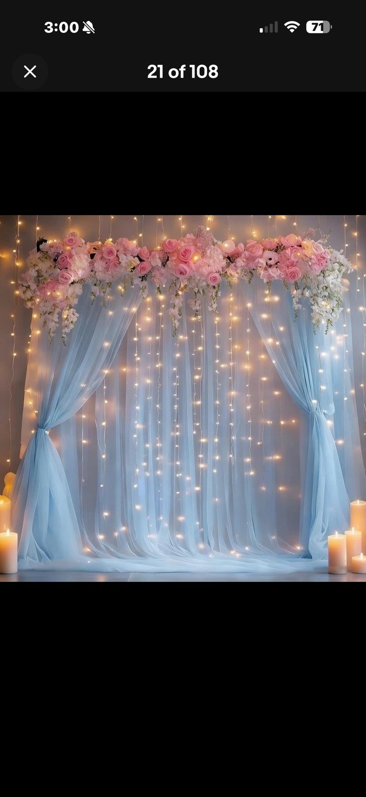 White Sheer Backdrop Curtains W/ String Lights Weddings Parties Events Decor New