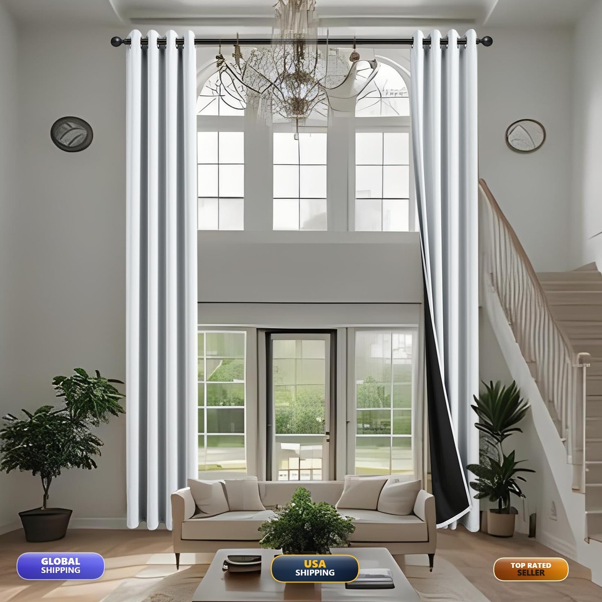 Jsfly 100 Blackout Curtains 144 Inch Length High Ceiling Extra Long Thermal