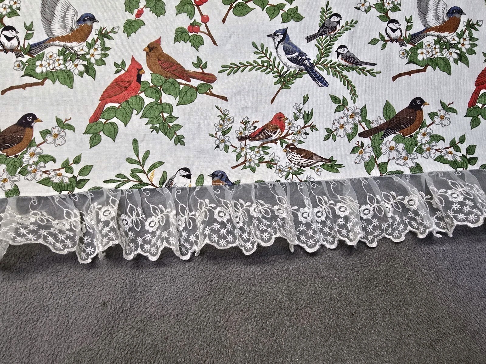 Vintage Window Valance Pair Birds V.I.P Screen Print Cranston Material Colorful