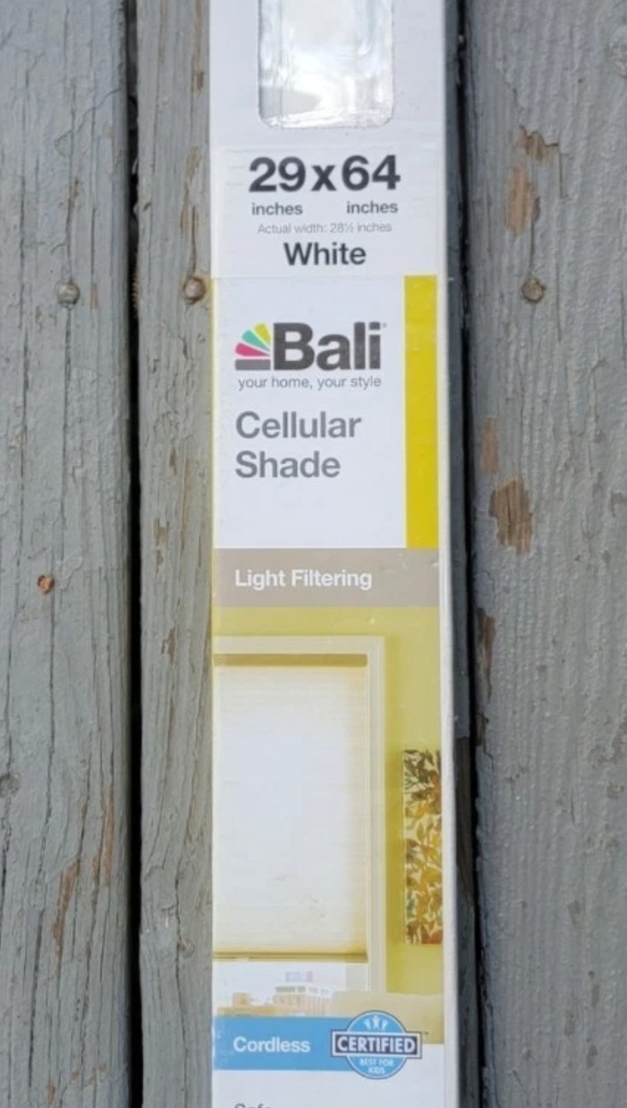 Bali 29×64 Cordless Cellular Shade White Light Filtering New Open Box